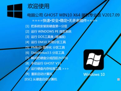电脑公司windows10u盘装64位专业版系统下载v2017.11